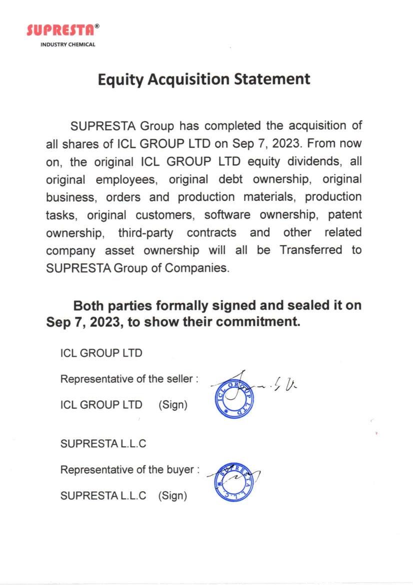 ICL  GROUP LTD Equity Acquisition Statement-2.png